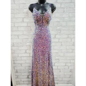 Cinderella Divine Purple Iridescent Sequin Gown CD0187 Prom Pageant Dress Size 6